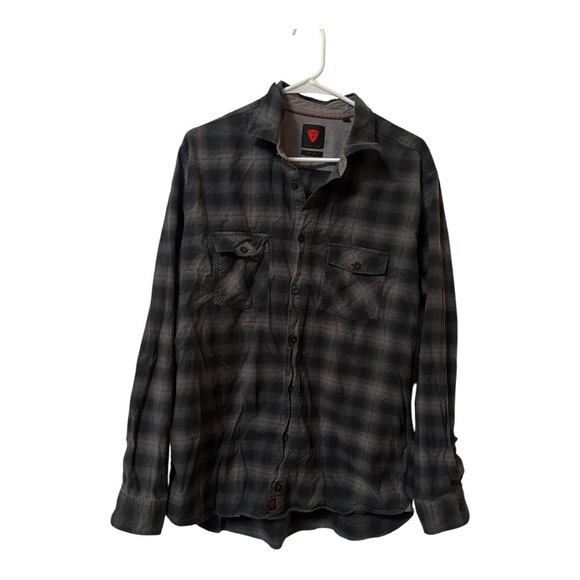 Strellson Dark Plaid Cotton Button-Up Shirt - Picture 1 of 5